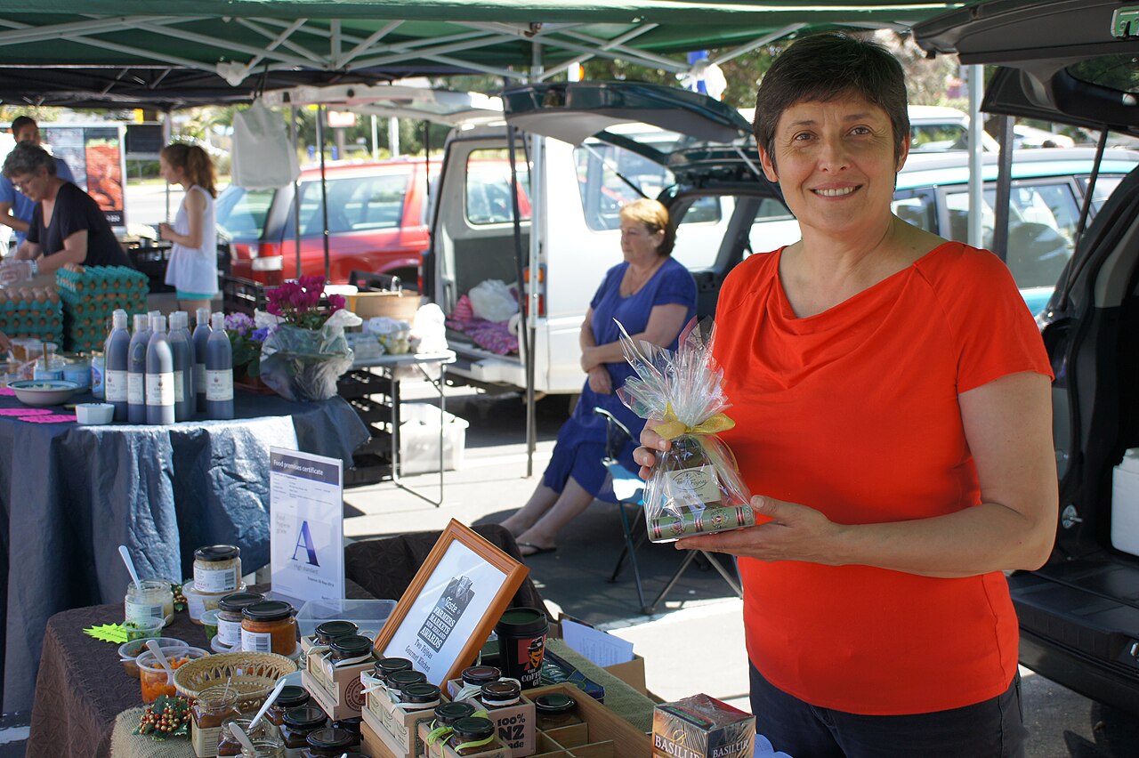 Orewa Market stall on a sunny morning.